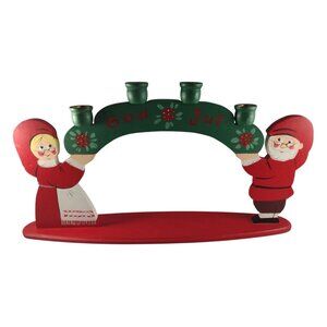 Hand-Painted Aja Trä Uppsala Scandinavian Wooden Candle Holder Christmas Decor